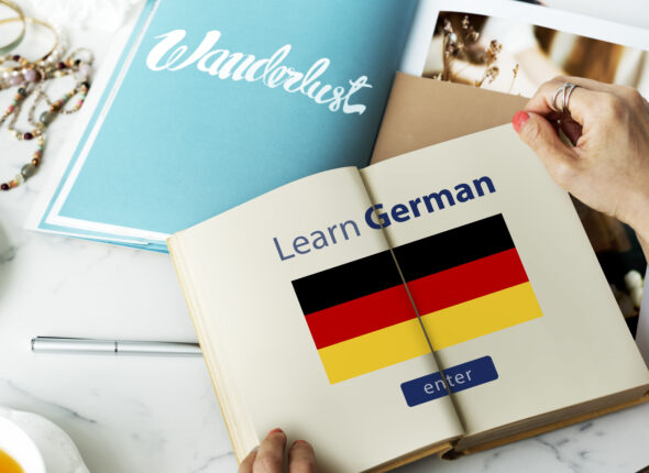 Learn German Language Online Education Concept
